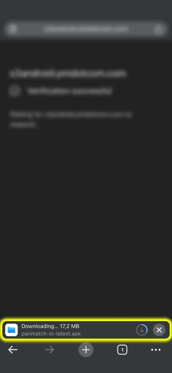 Wait until the Parimatch download process is complete.