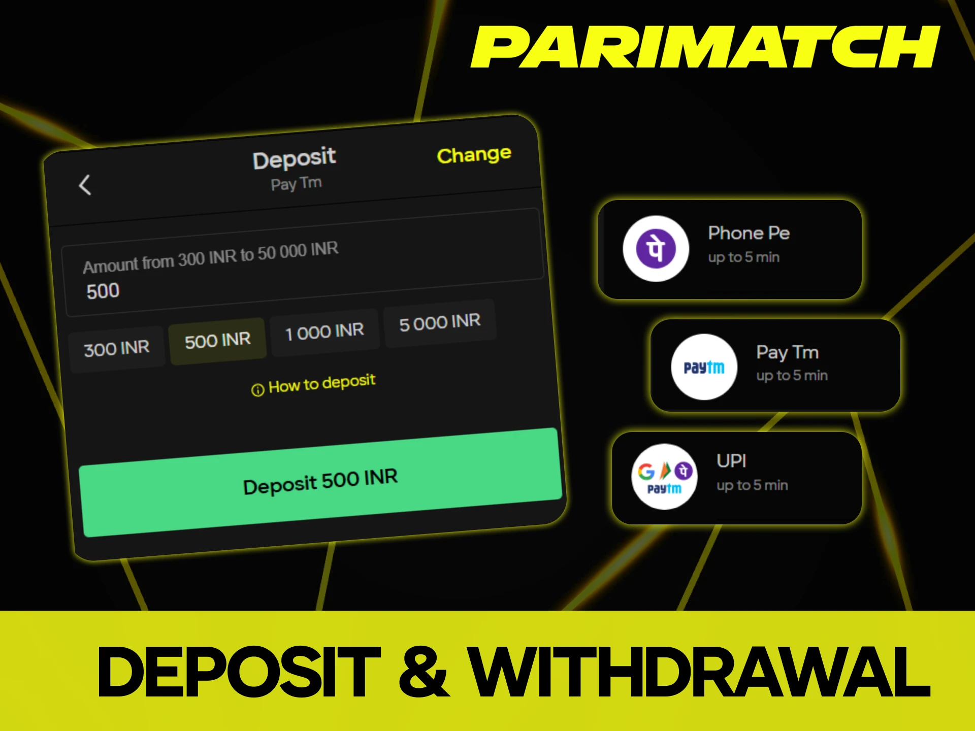 Parimatch app offers a range of secure payment methods.