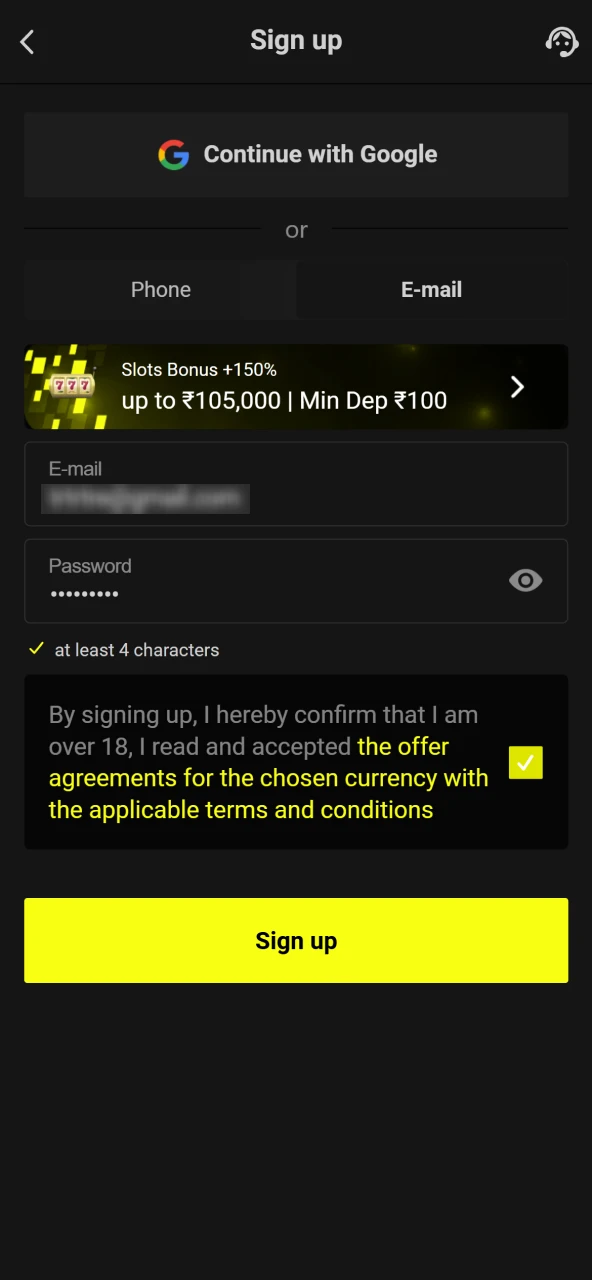 Start creating your account at Parimatch official website.