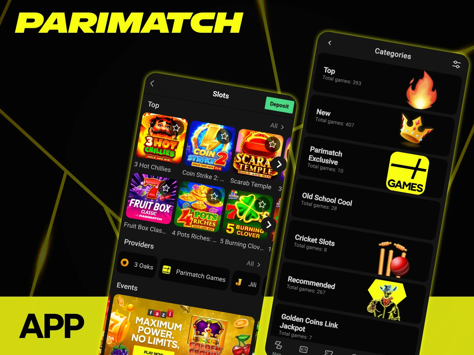 Parimatch app allows access to every slot game.