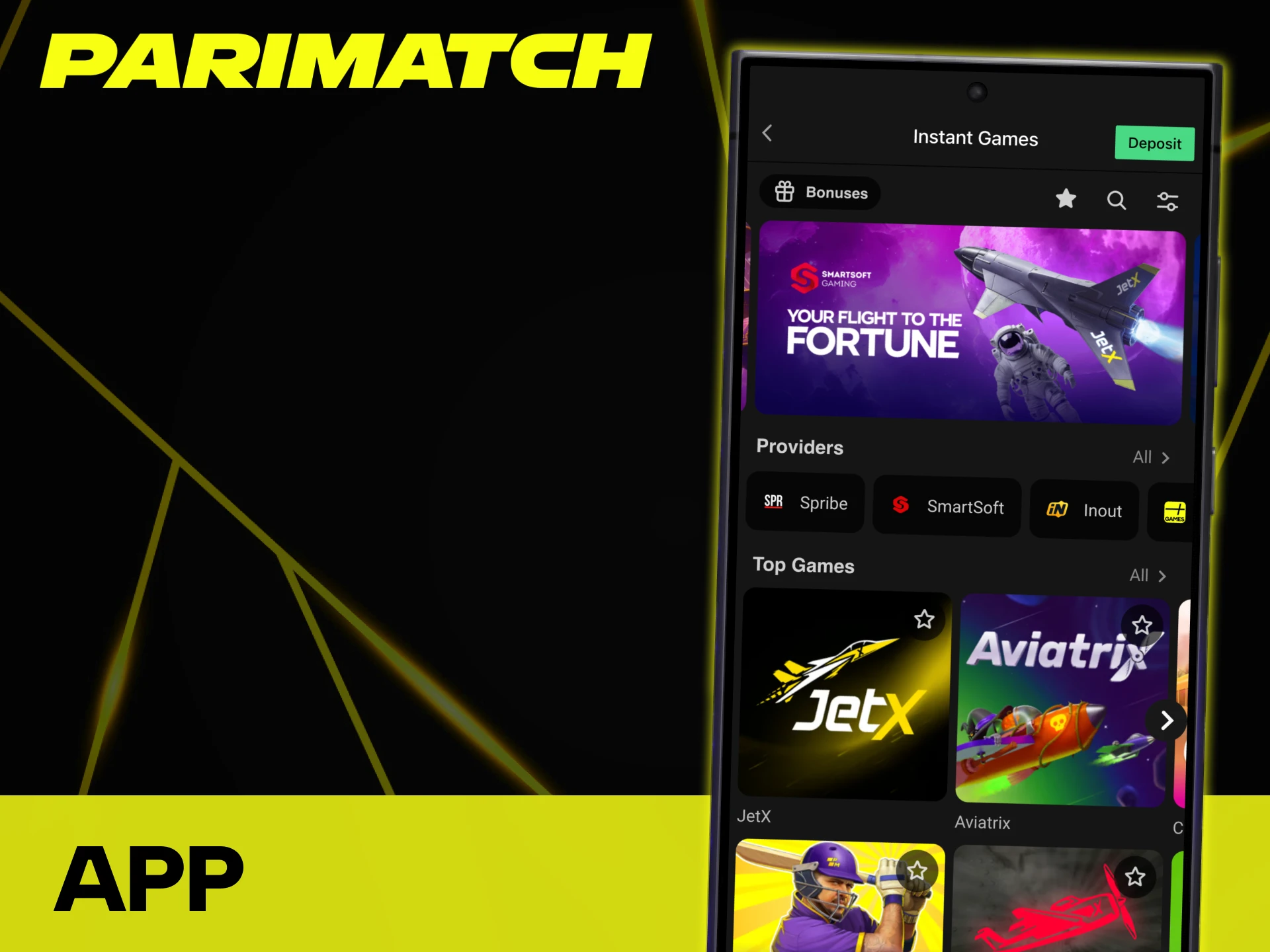 Play Parimatch Instant Games via the official app.