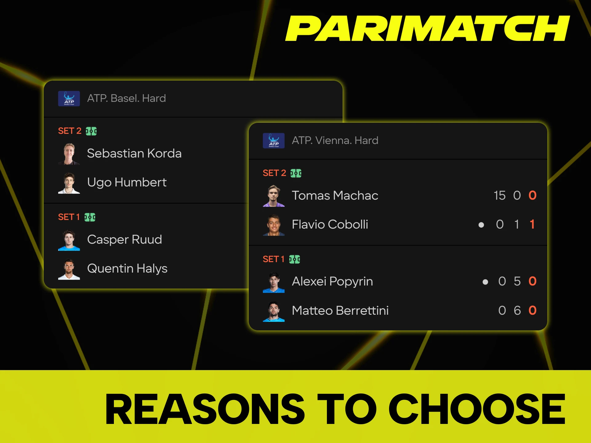 Get advantages of tennis betting with Parimatch platform.