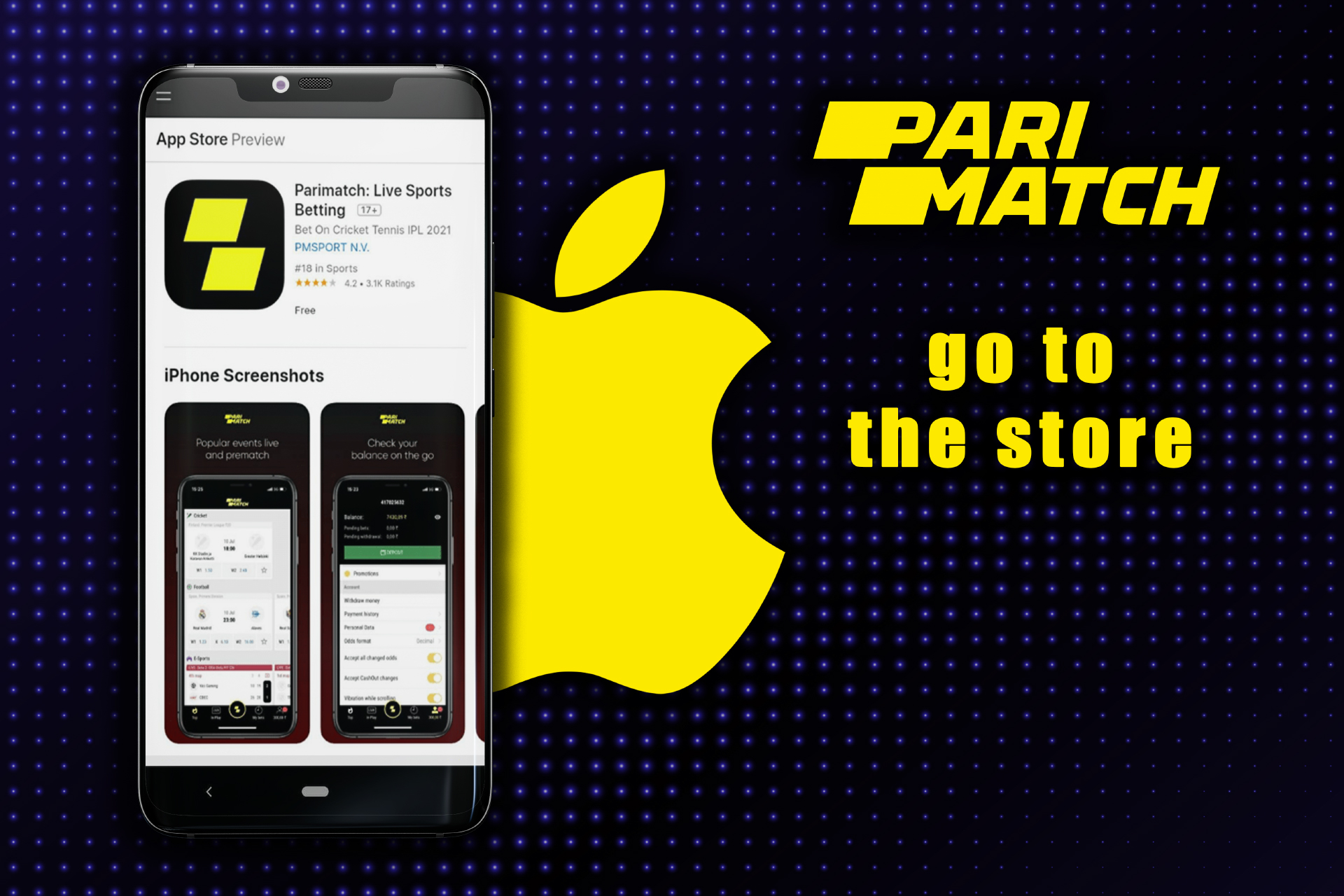 Open the App Store and find the Parimatch app.