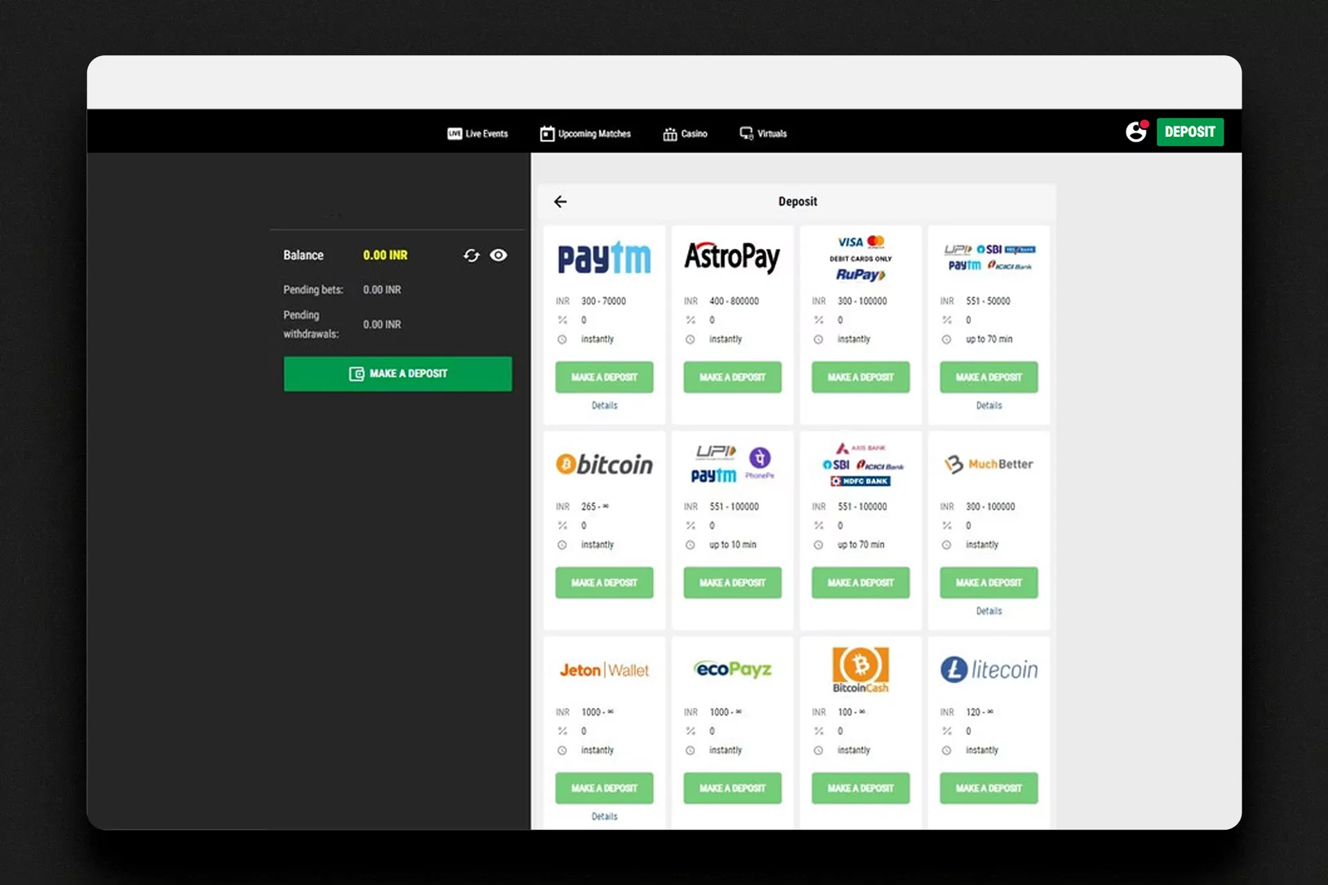 Choose the payment system of your e-wallet.