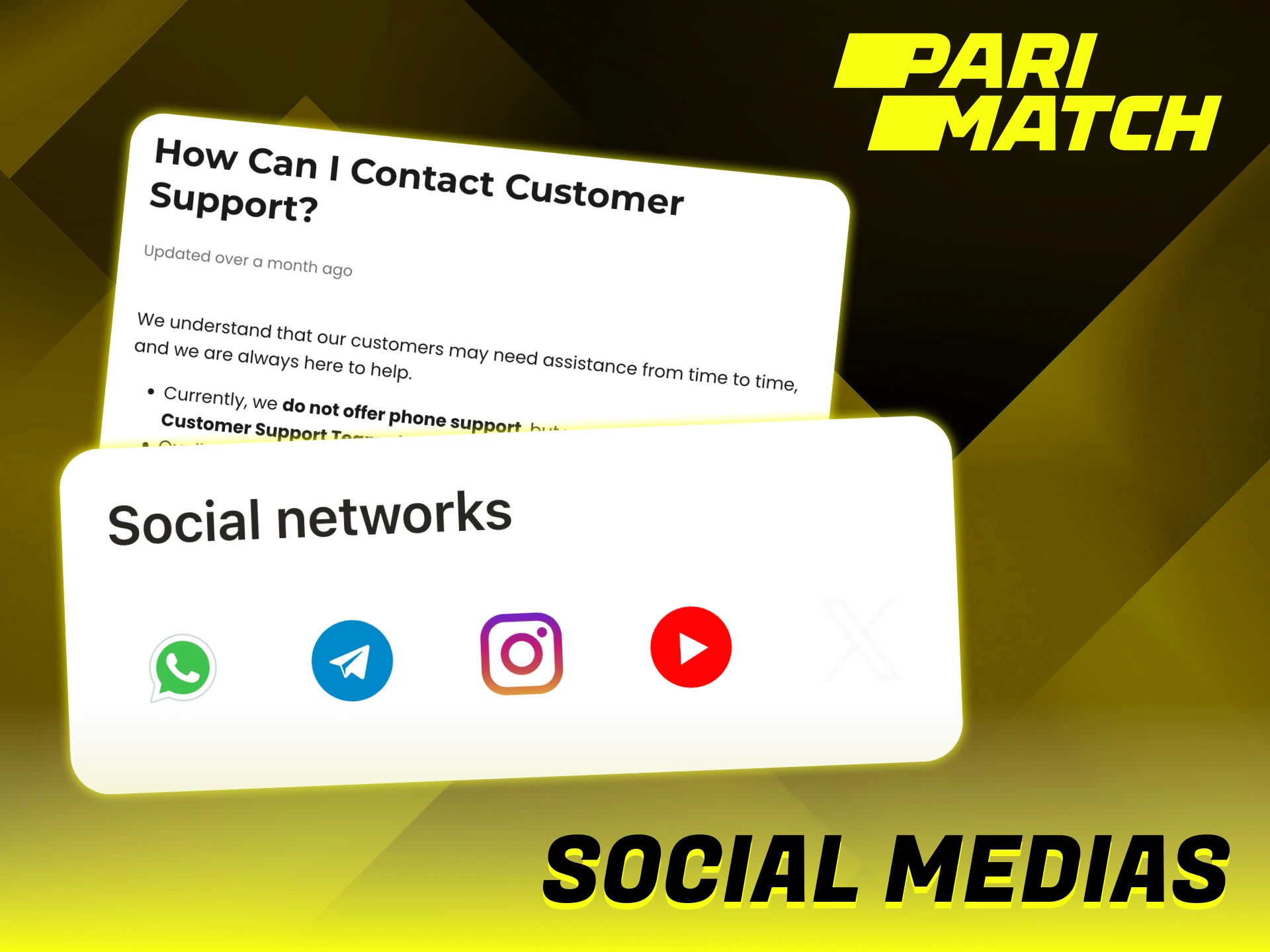 Use Parimatch social medias to get in touch.