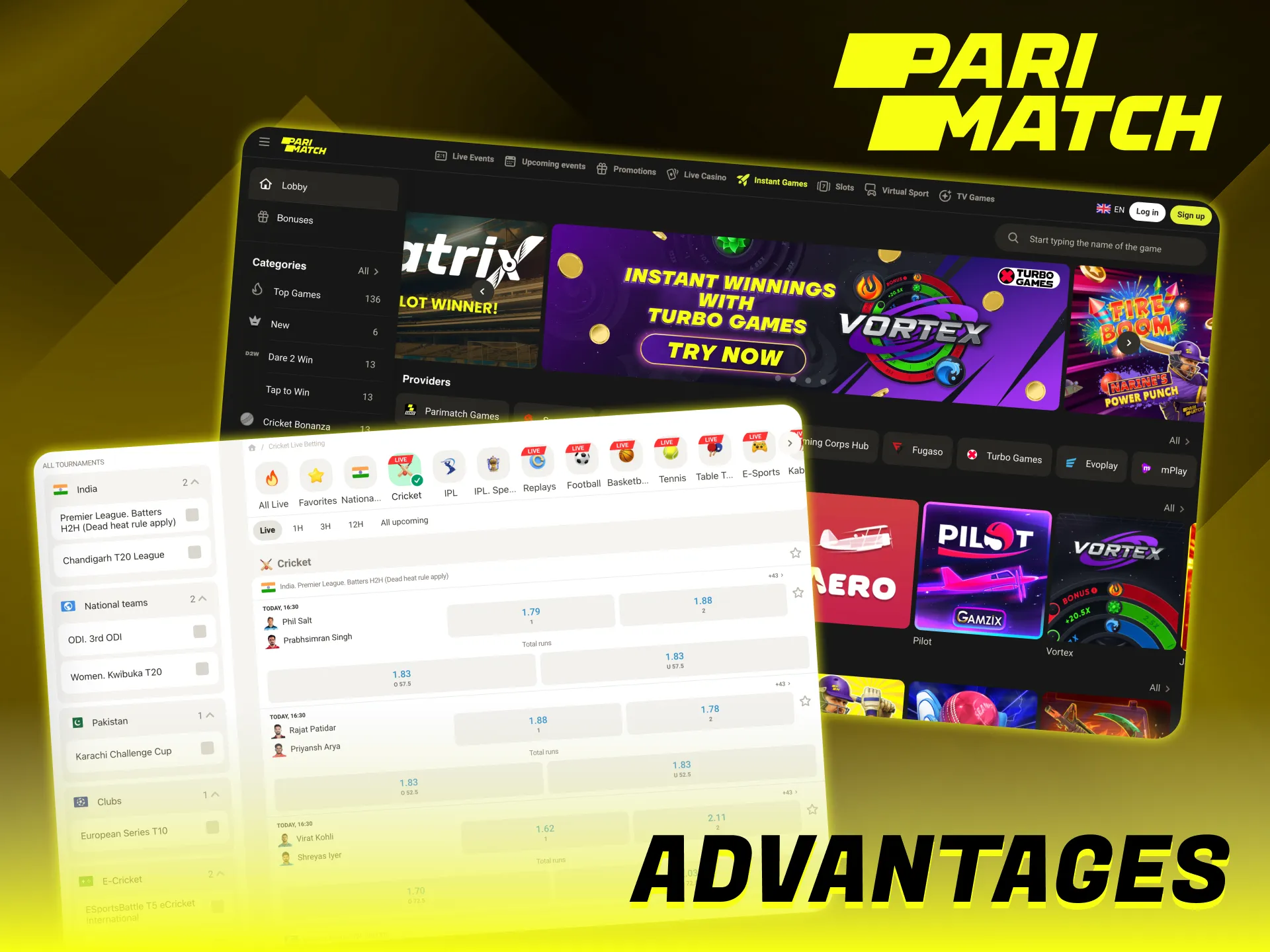 Check out the main advantages of Parimatch website.