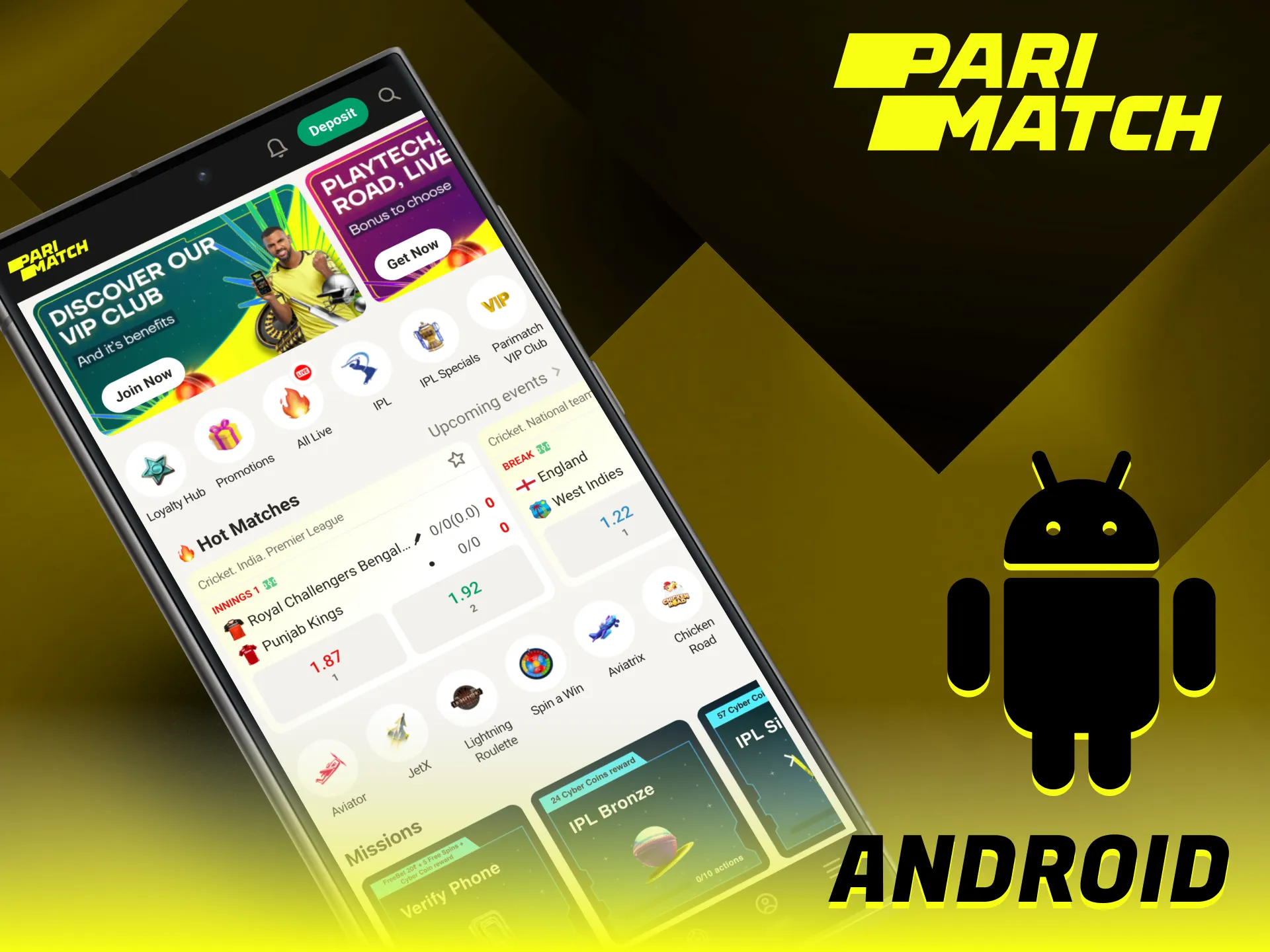 Download Parimatch app for your Android device.