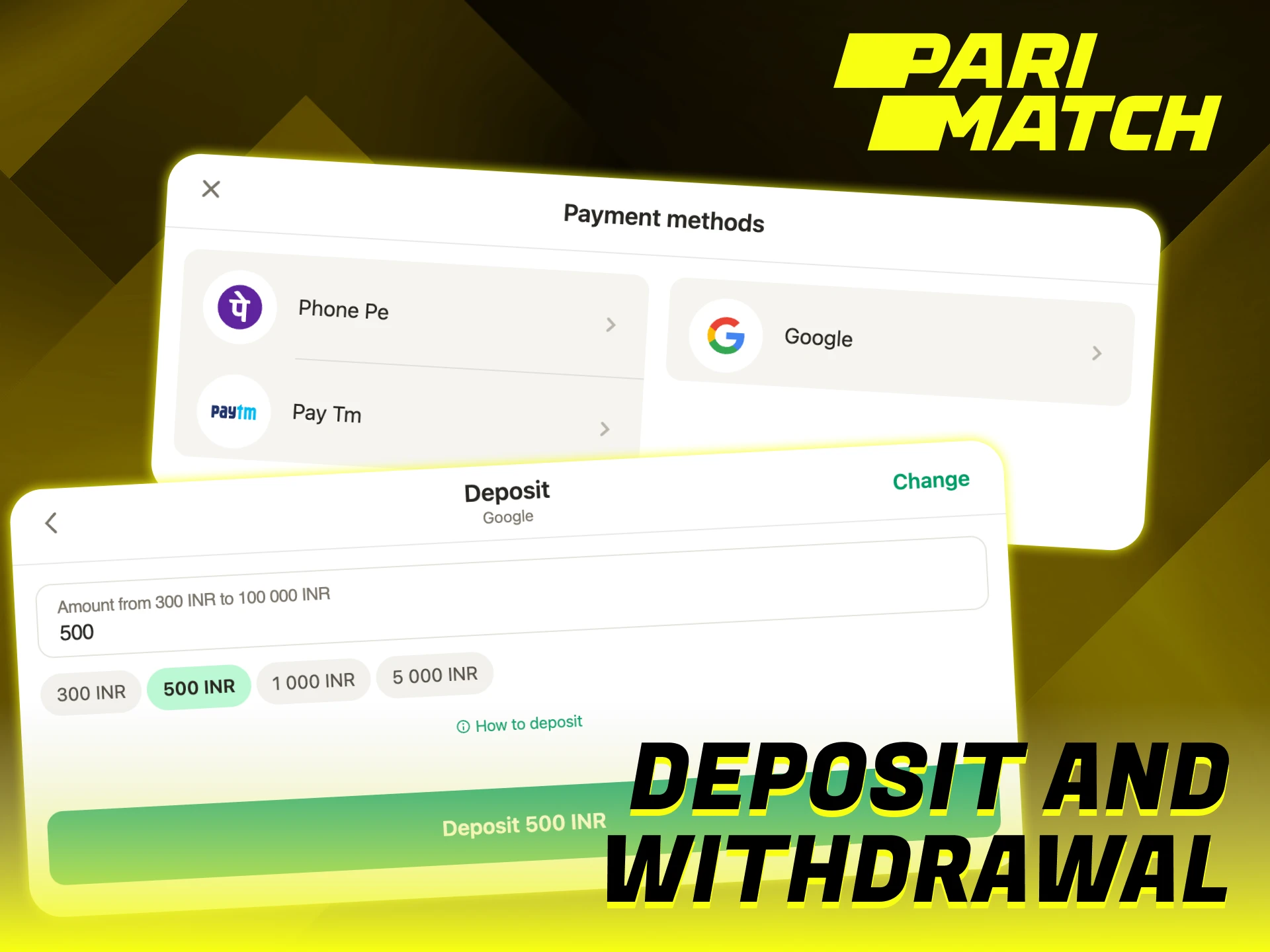 Parimatch offers a comprehensive range of secure payment methods.