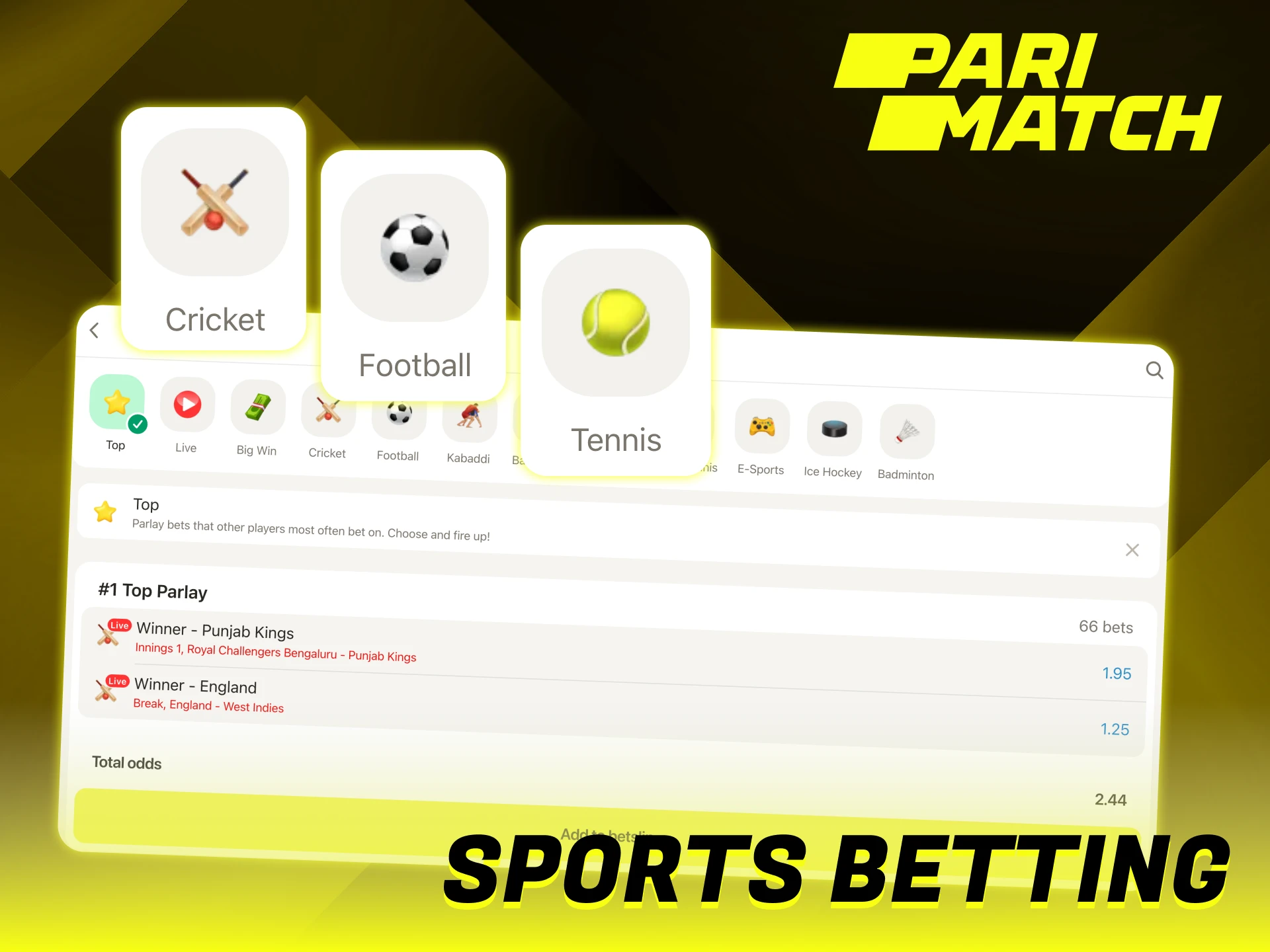 Parimatch offers a wide variety of sports event.