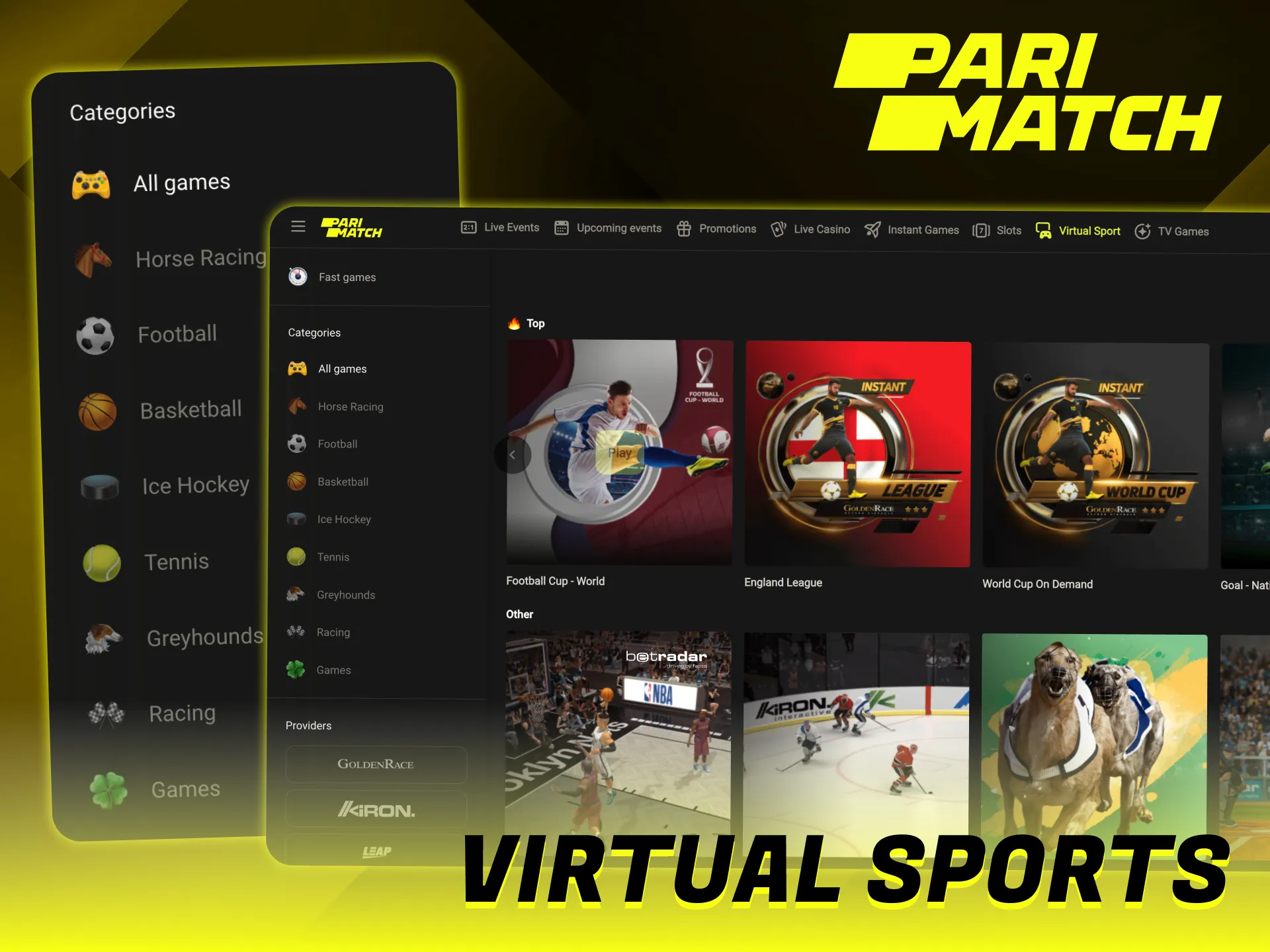 Try yourself at Parimatch virtual sports section.