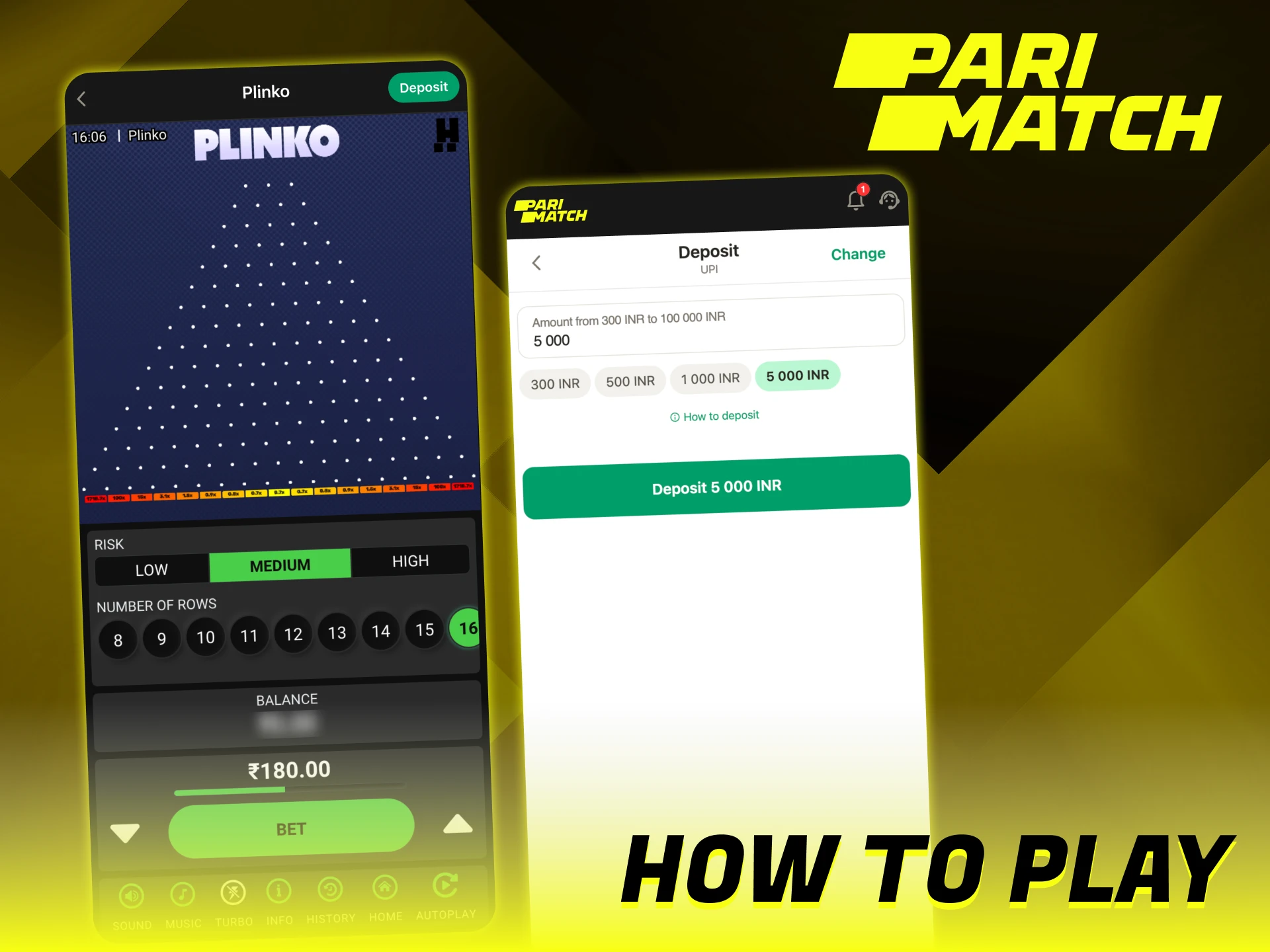 Follow the steps to start playing Parimatch Plinko.
