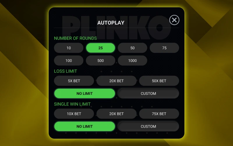 Set the Plinko game to play automatically at Parimatch.