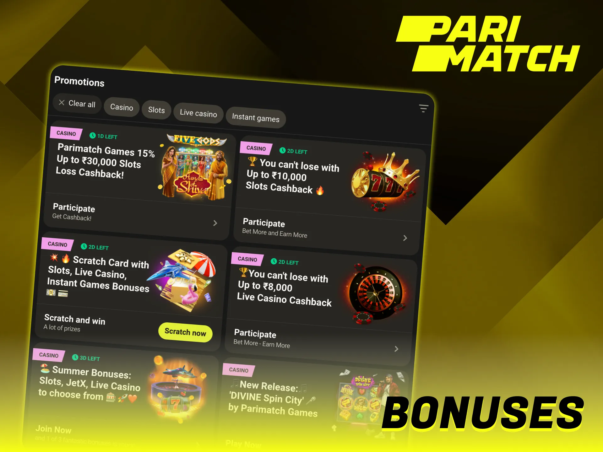 Play roulette games at Parimatch and get generous bonuses.
