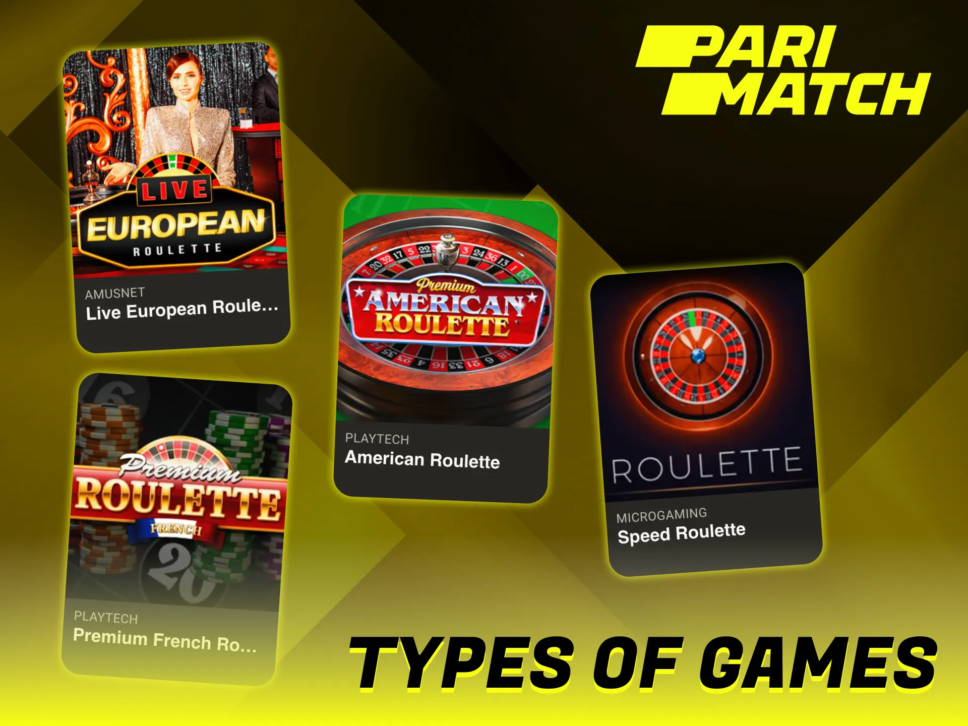 Choose from a variety of roulette games at Parimatch Casino.