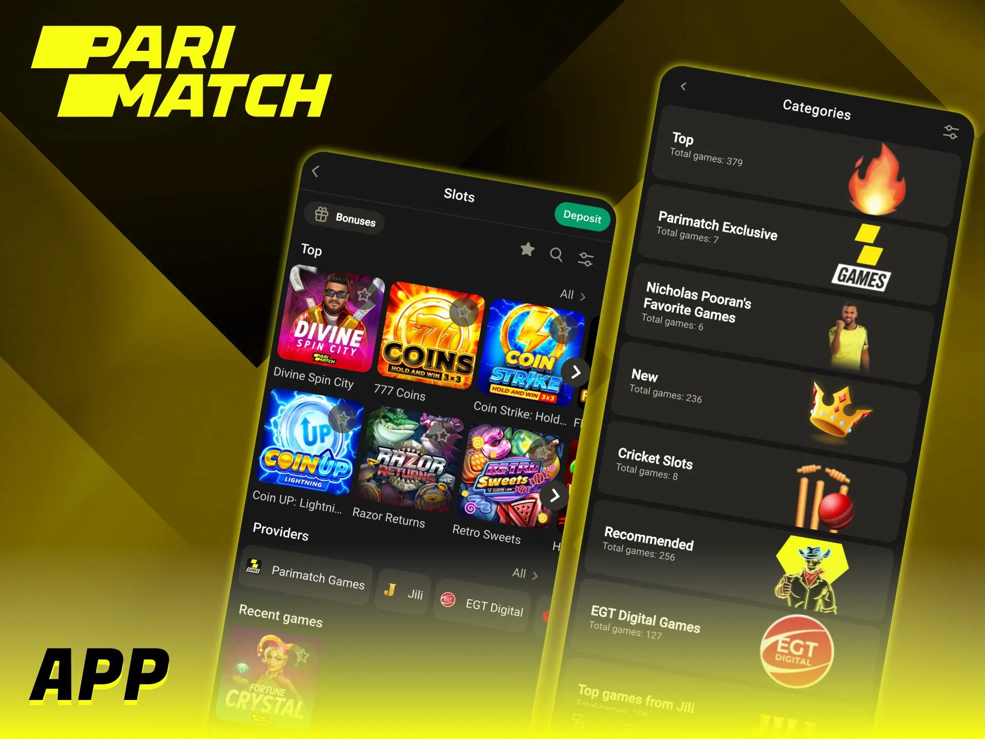 Parimatch app allows access to every slot game.