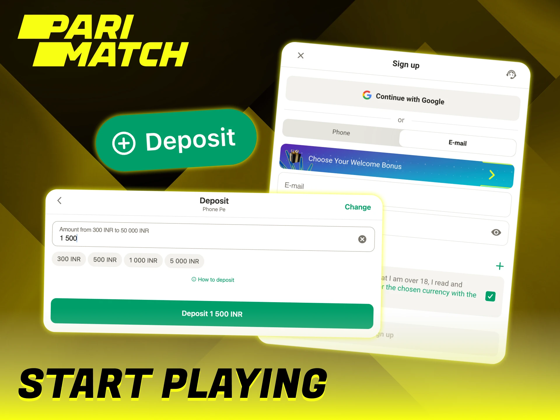Start playing slot games at Parimatch casino.