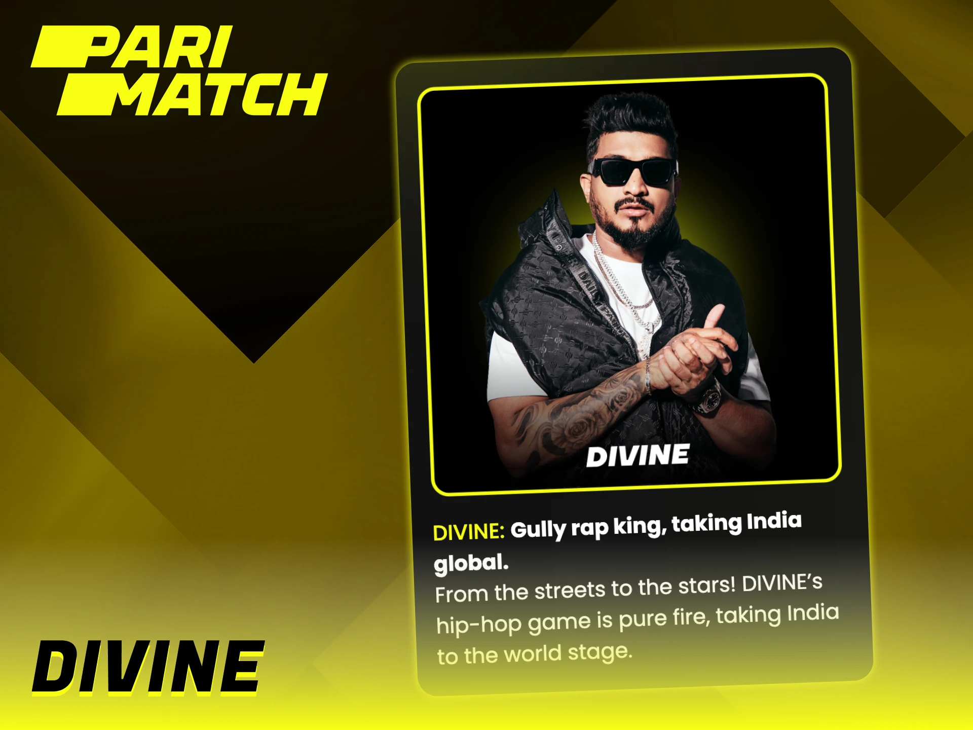 Rap artist Divine was appointed Global Brand Ambassador for Parimatch.