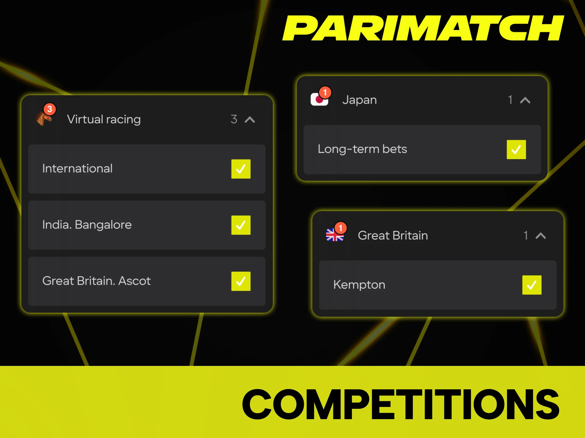 Explore horse racing markets on Parimatch betting platform.