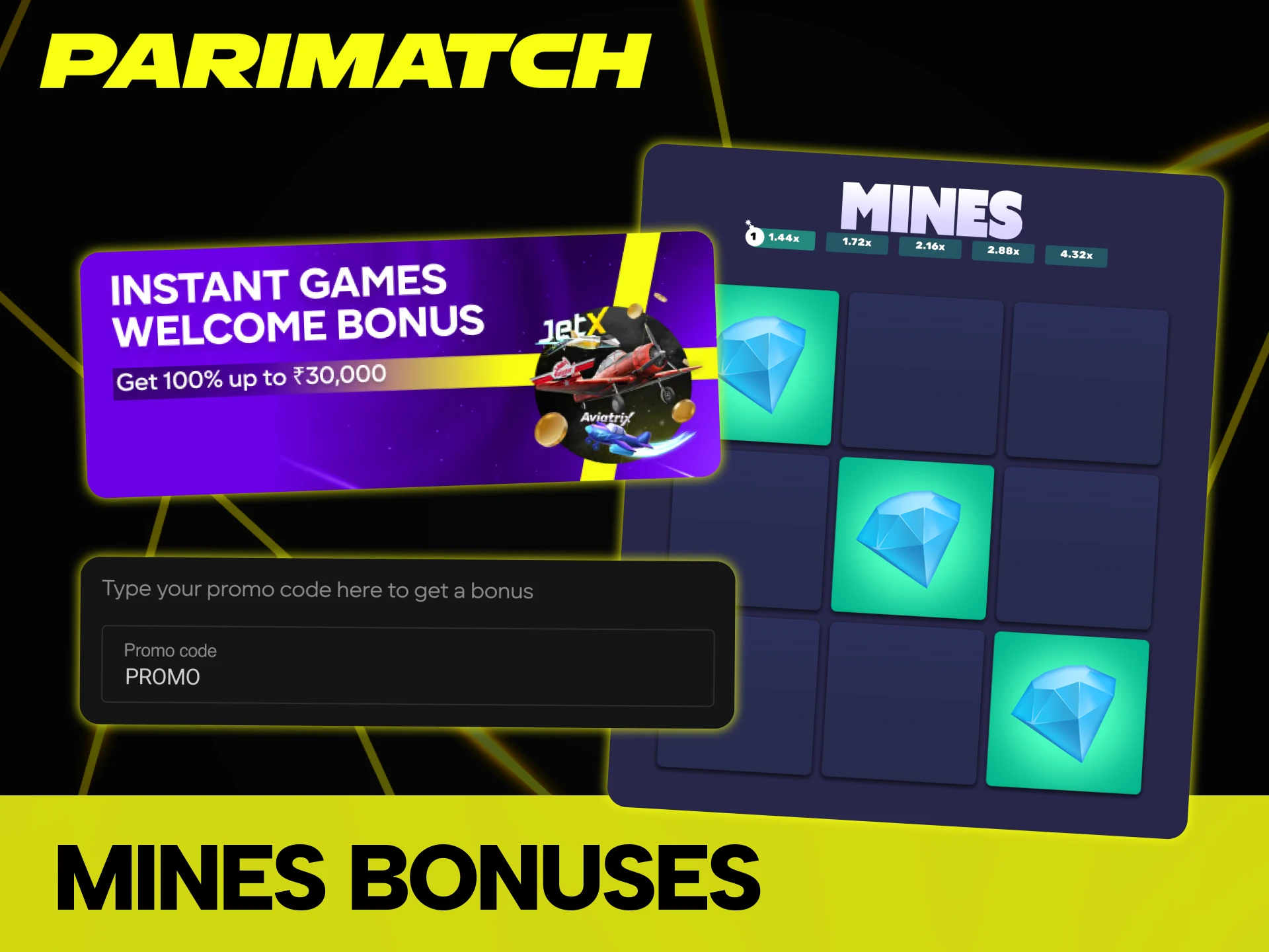 Parimatch platform offers generous bonuses for Mines game.