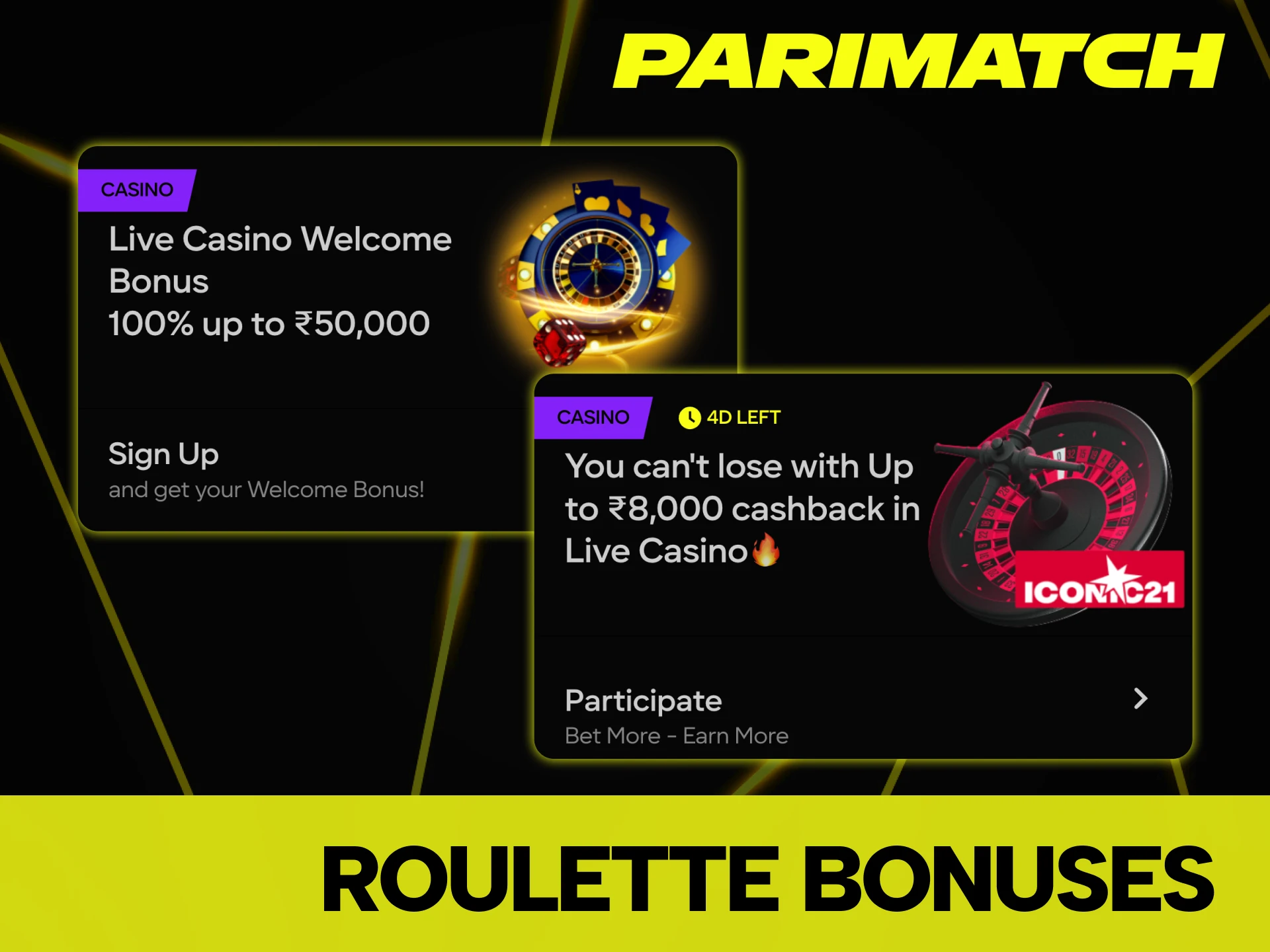 Play roulette games at Parimatch and get generous bonuses.
