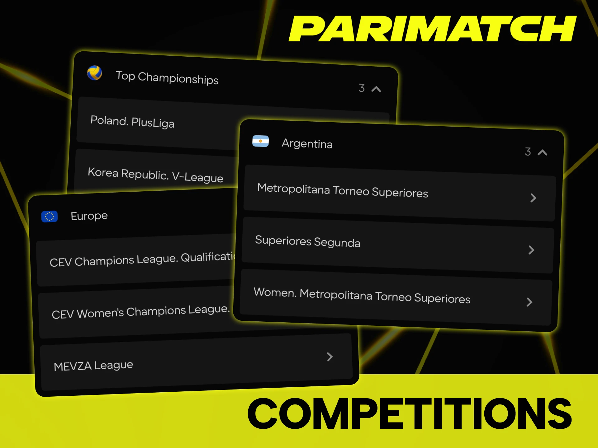 Find a huge selection of volleyball competitions at Parimatch.