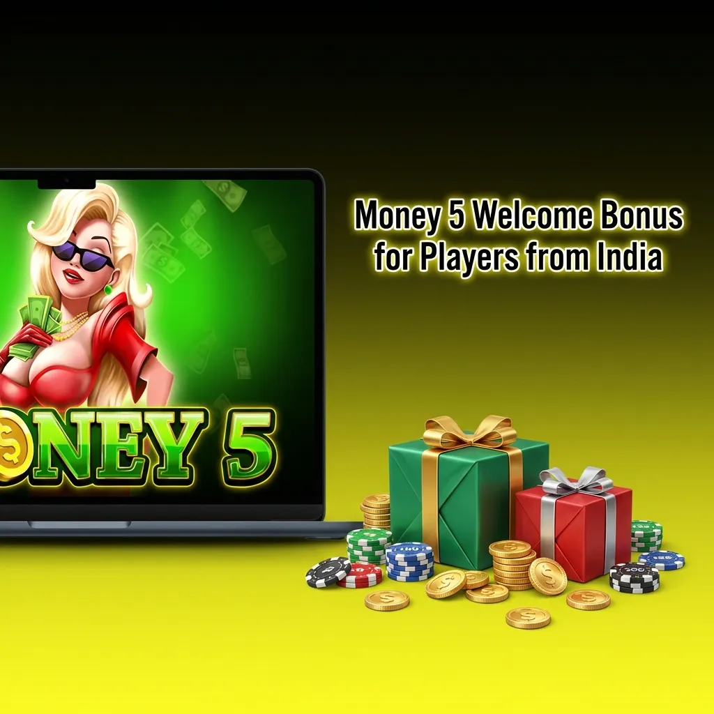 Indian casino players receiving 150% welcome bonus up to ₹105,000 on first deposit for Money 5 and slot games