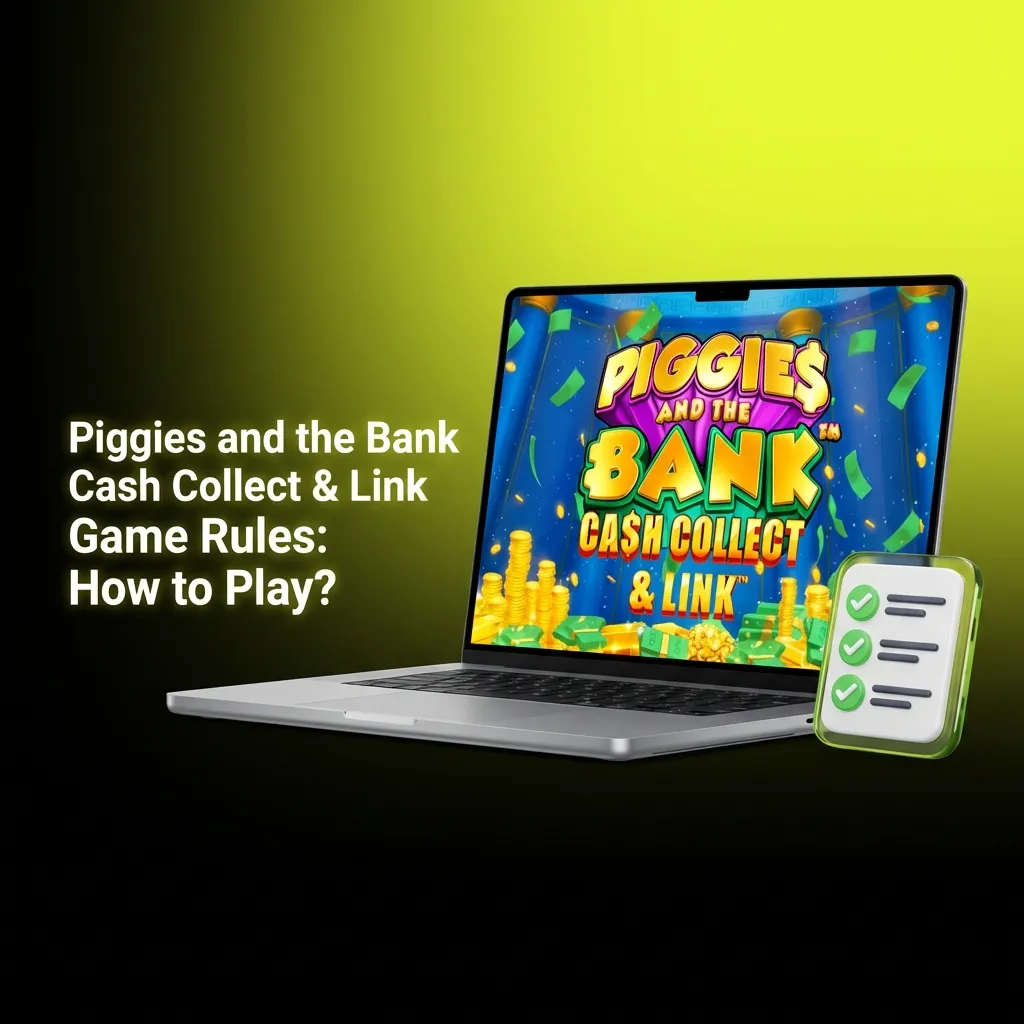 Colorful slot game interface showing 5x3 reel grid with piggy bank symbols and cash collect feature gameplay mechanics