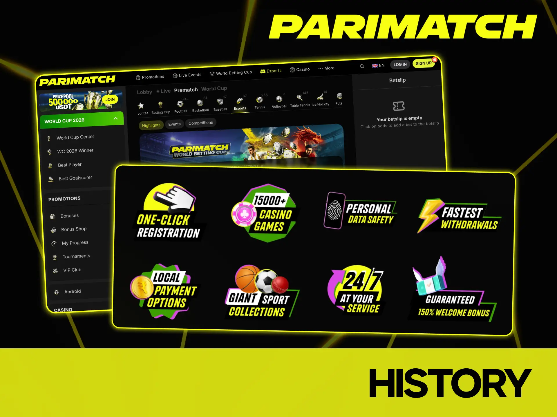 Place your bets at Parimatch and celebrate history of big wins.