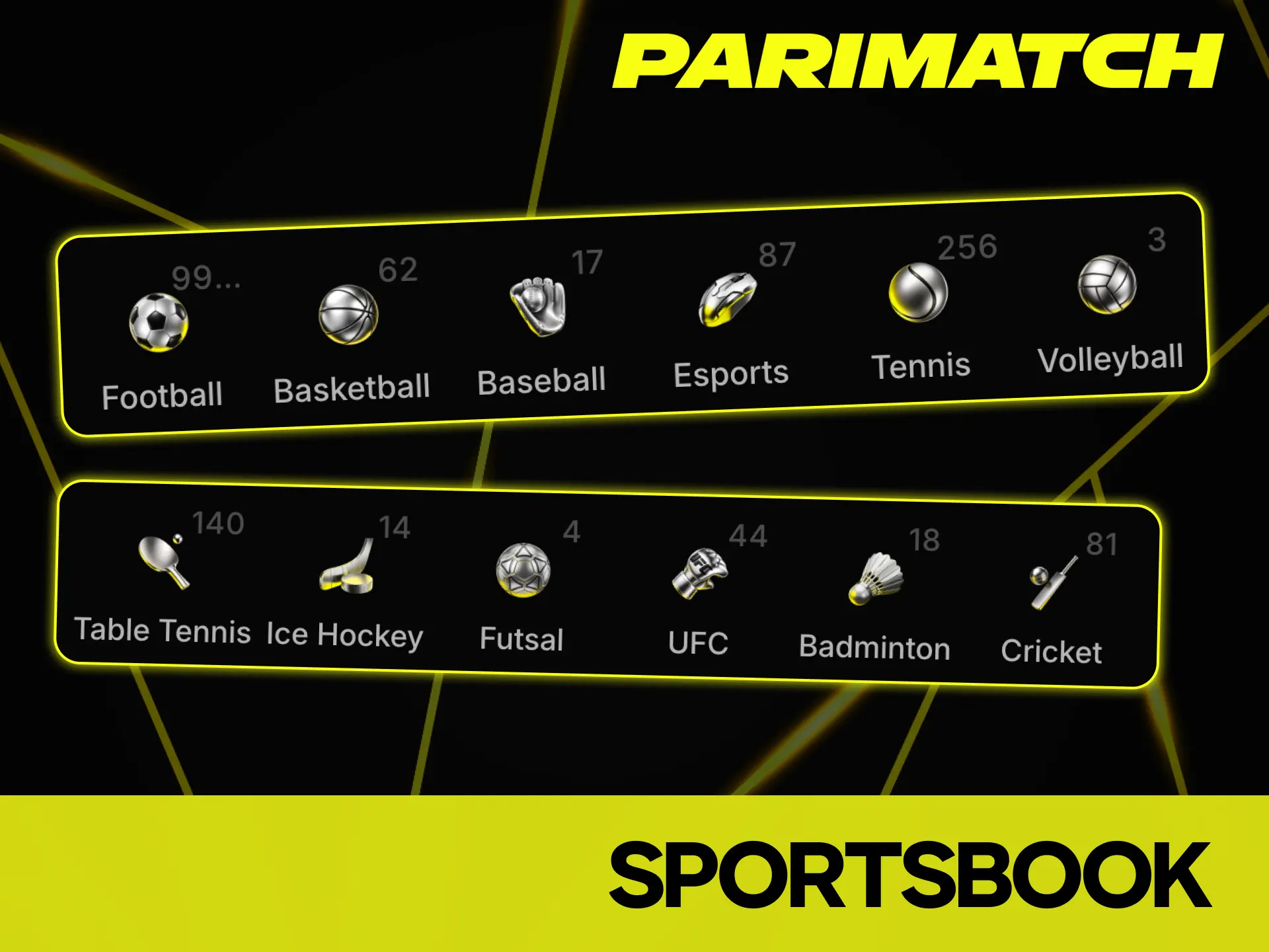 You have access to a wide range of sports at Parimatch.