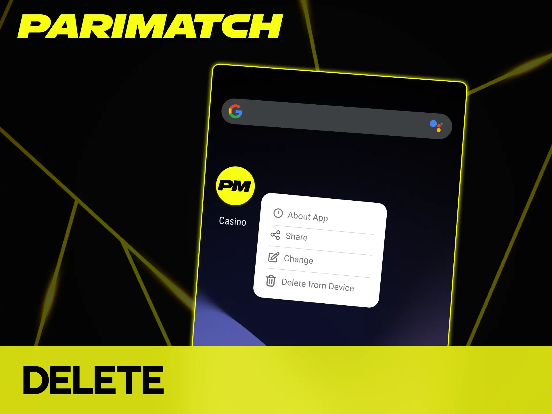 Uninstall the application without losing your Parimatch casino balance.