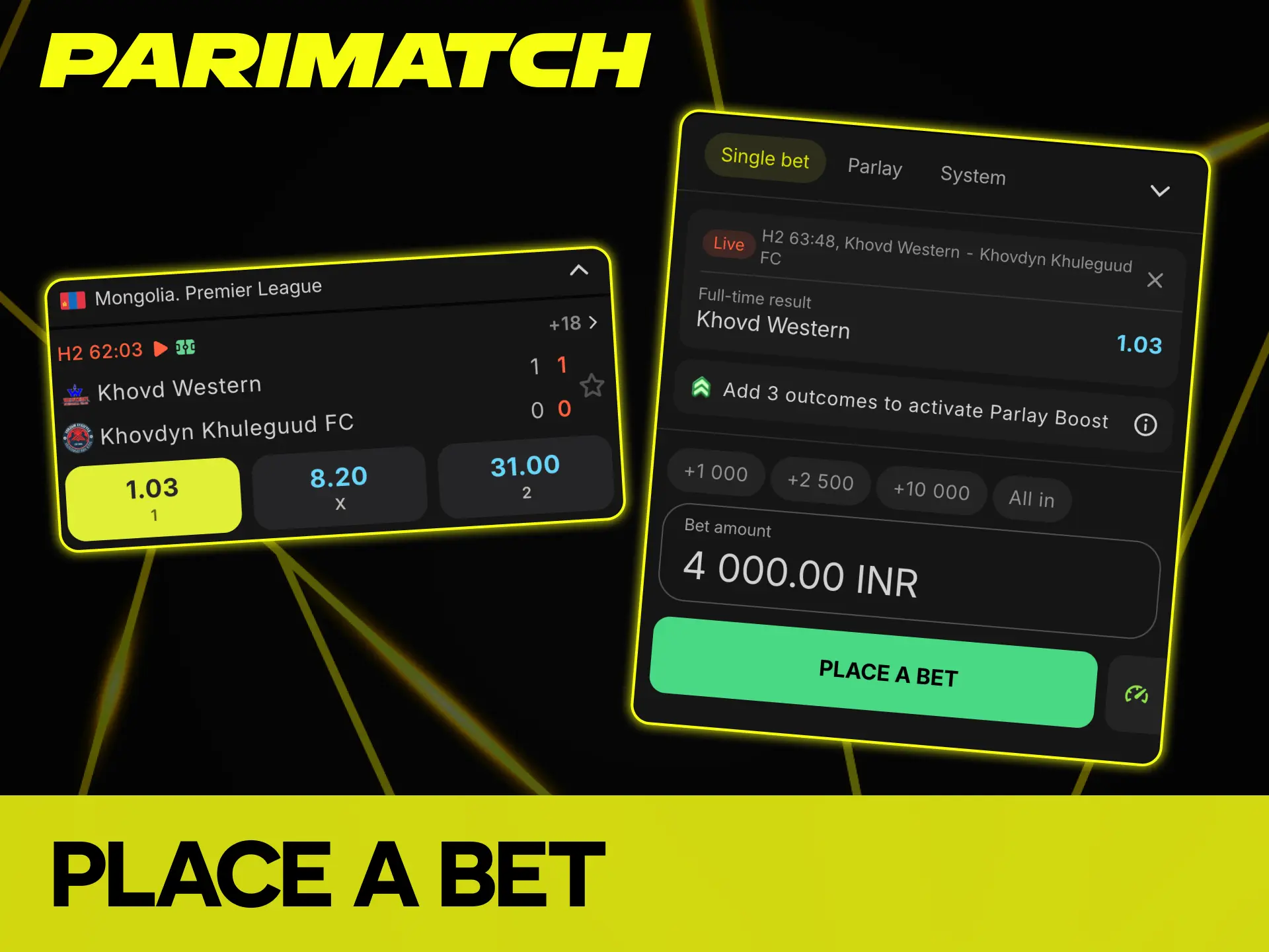 Place bets on your favorite sport through the official Parimatch app.