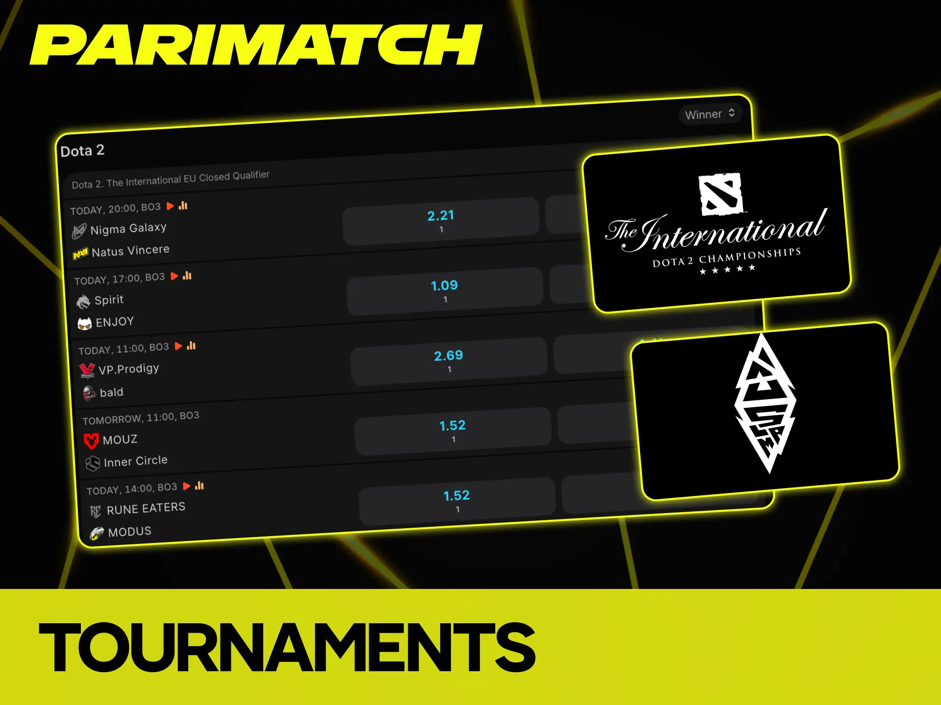 Bet on the biggest Dota 2 tournaments at Parimatch now.