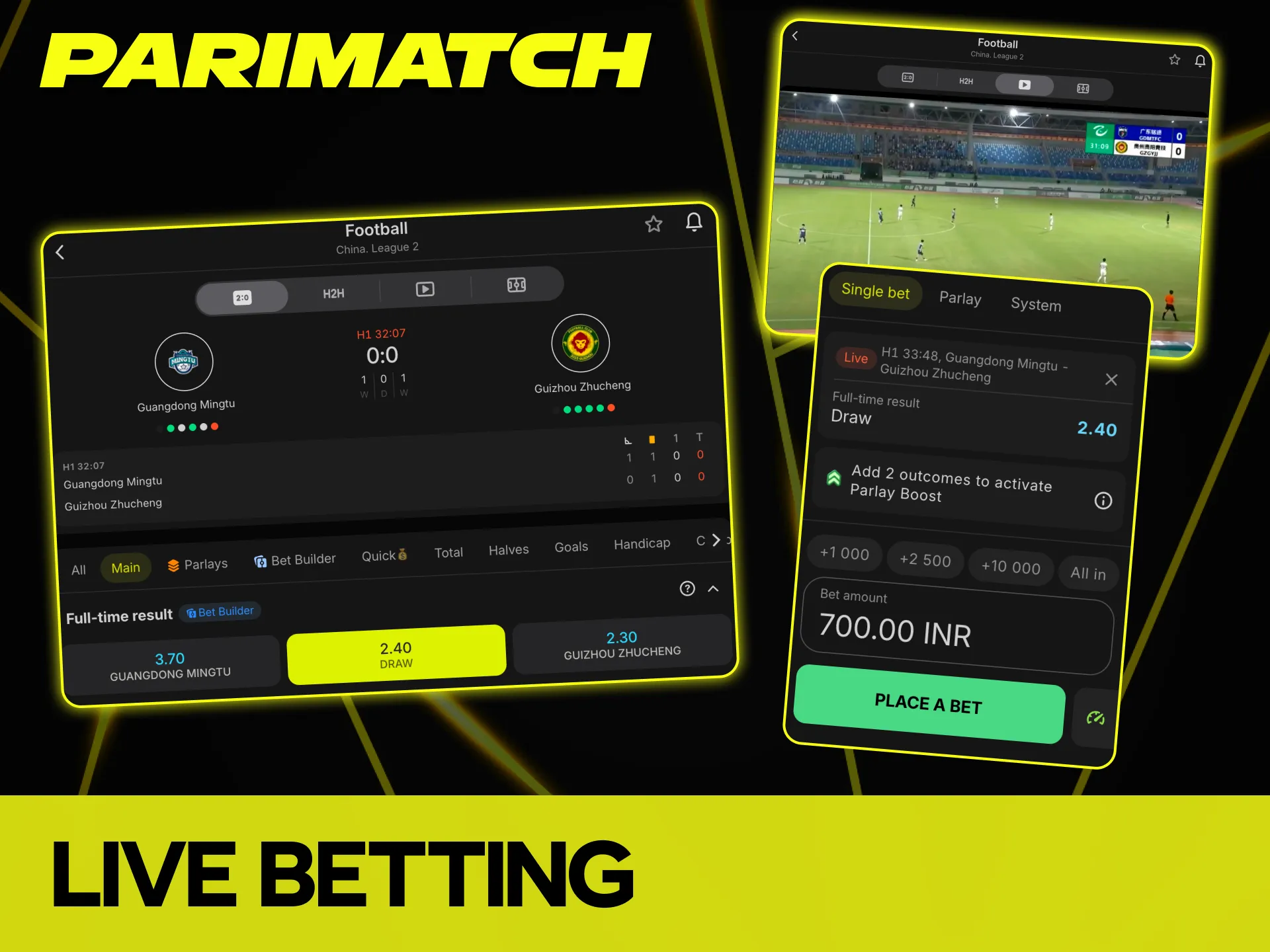 Try Parimatch live betting and get your winnings.
