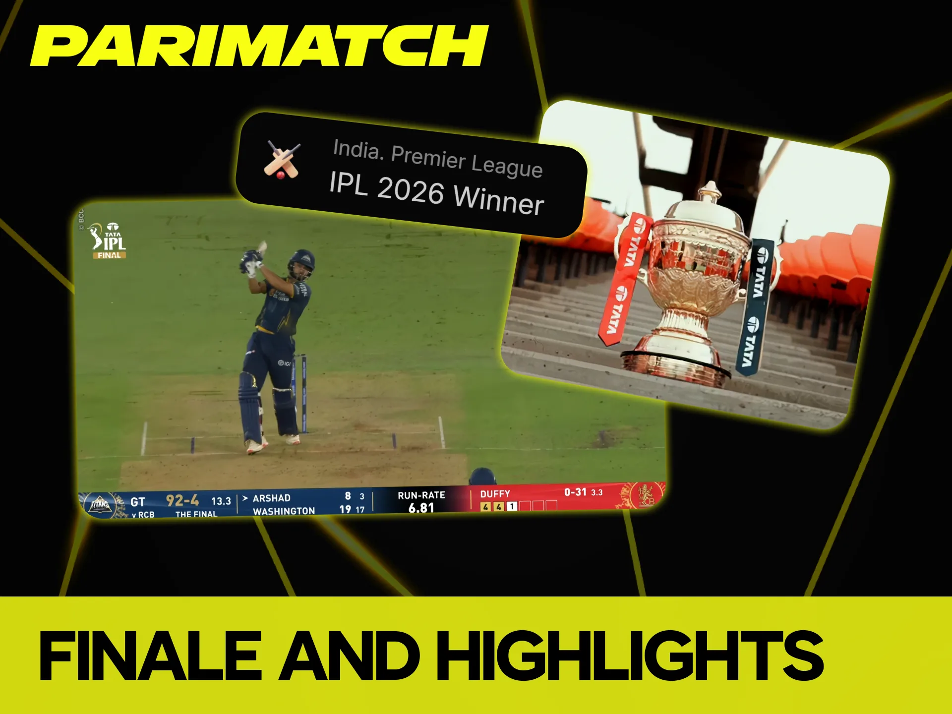 Watch the thrilling tournament finale highlights and review your winning IPL bets at Parimatch.