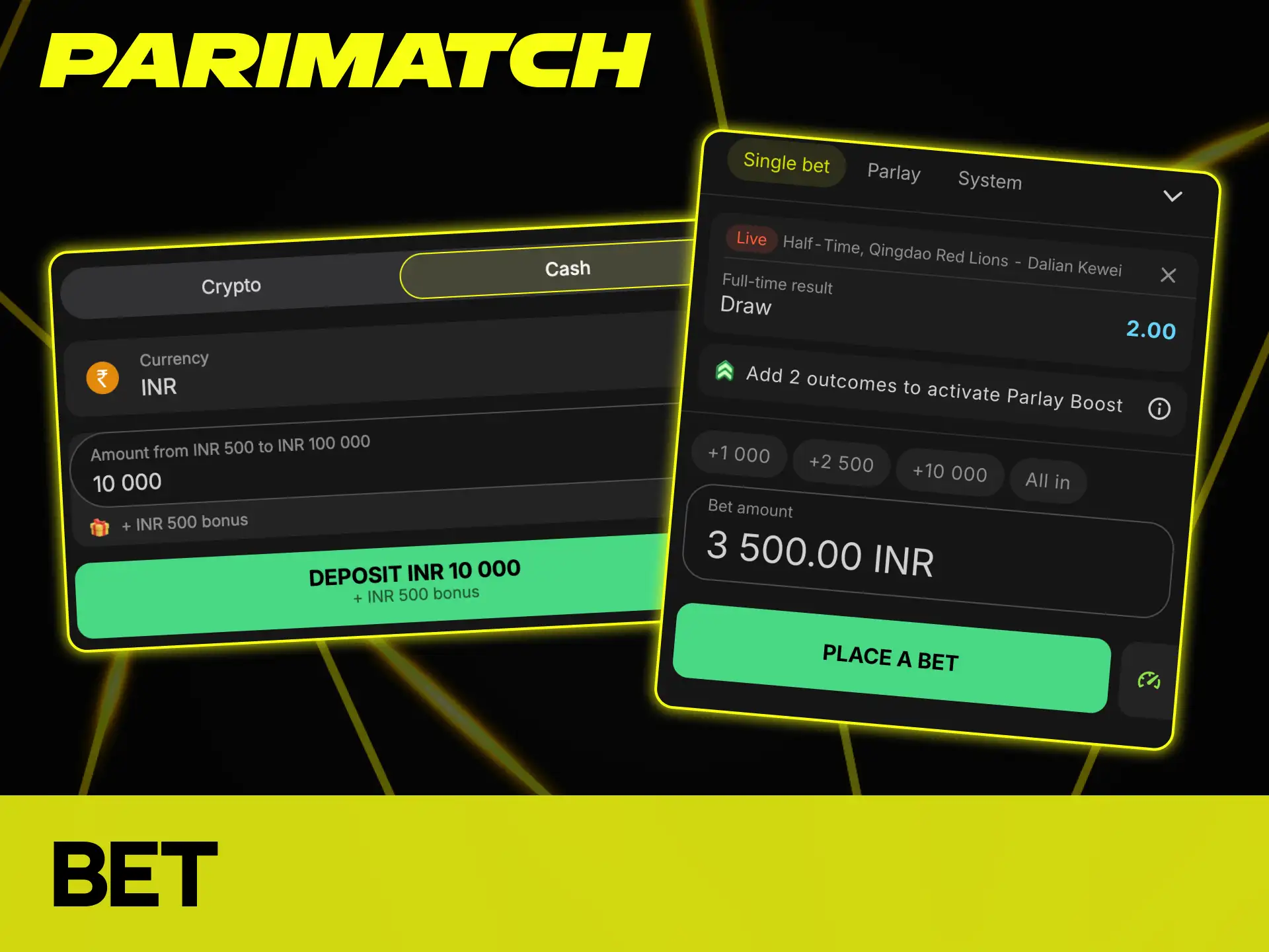 Make your first bet in easy steps at Parimatch casino.