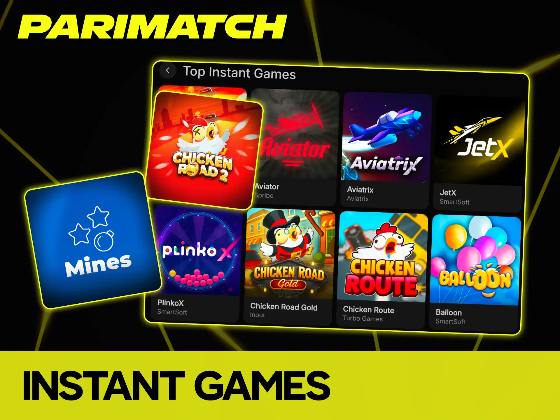 Play exciting instant games with rising multipliers at Parimatch.