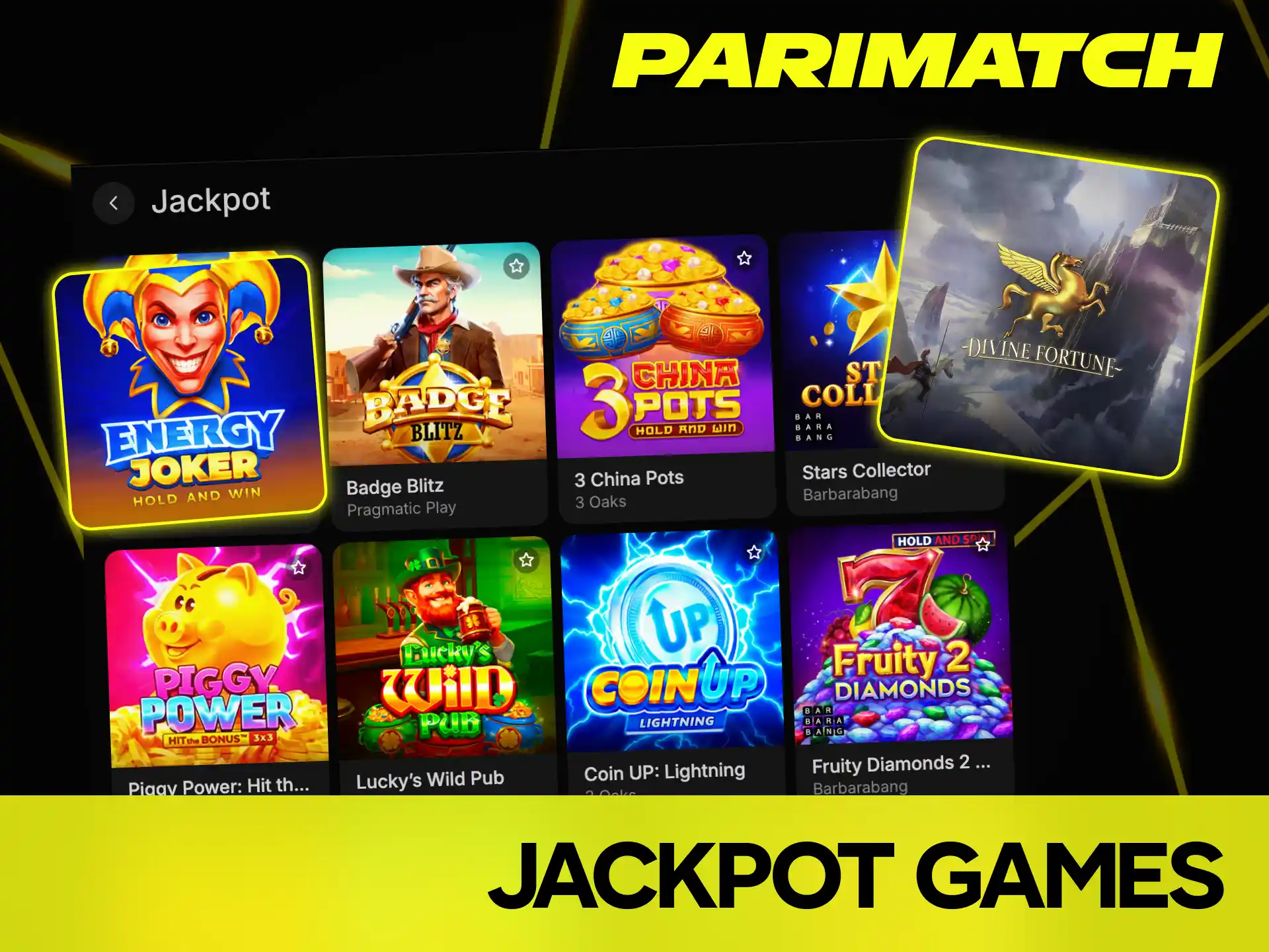 Play thrilling jackpot games with growing prize pools at Parimatch casino.