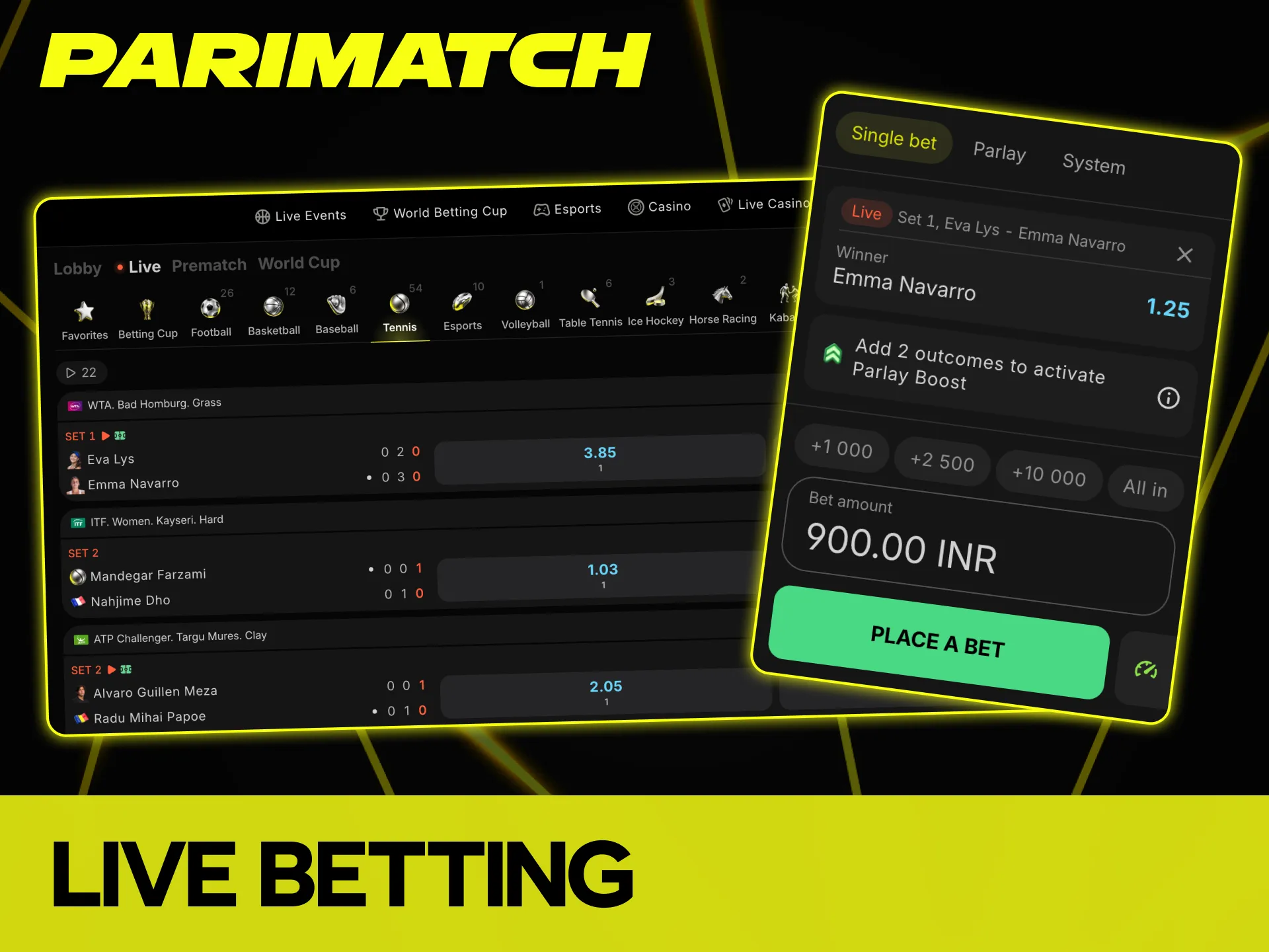 Enjoy exciting live betting with real time odds at Parimatch.