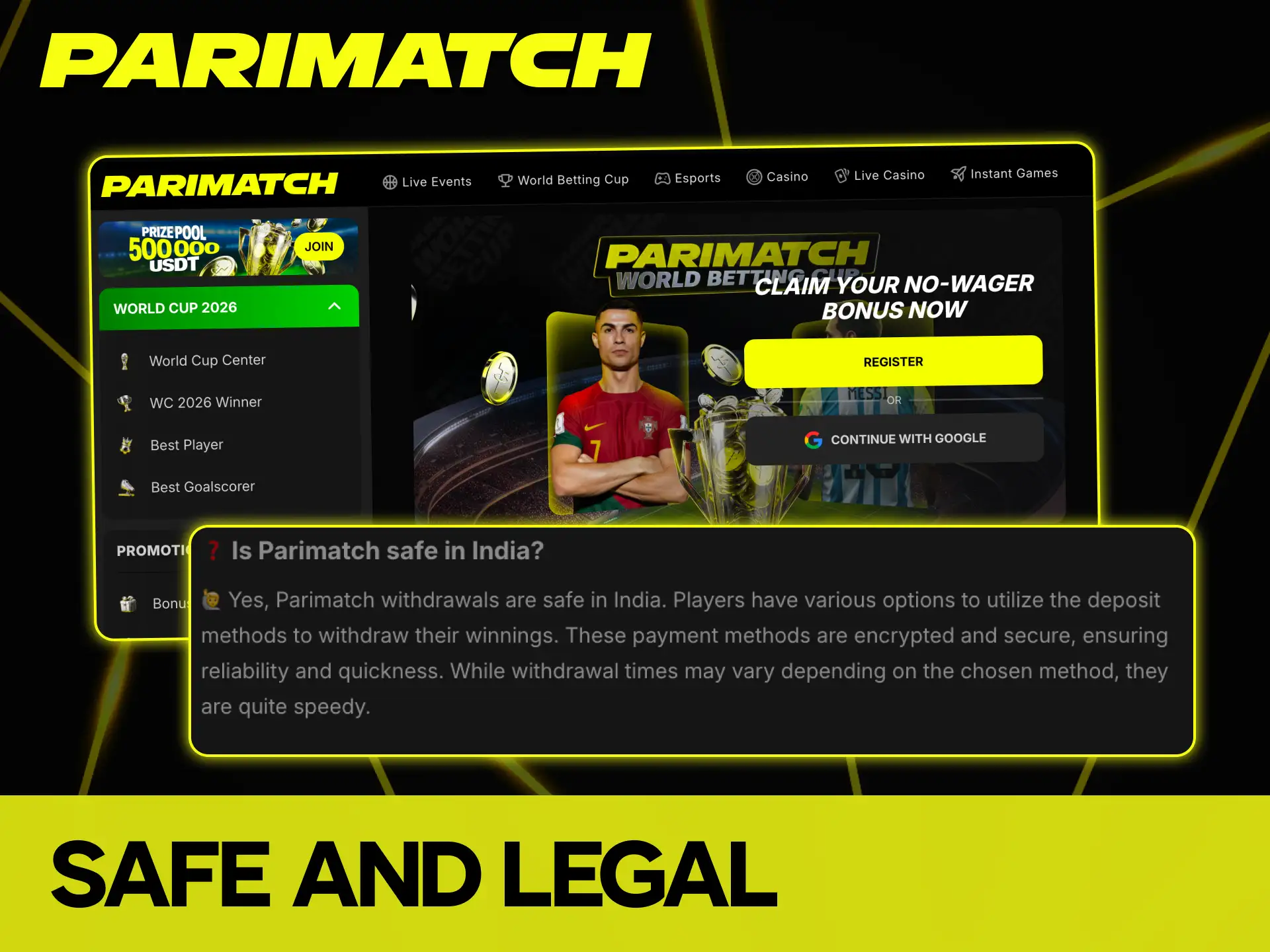 Play safely with the licensed Parimatch casino platform in India.
