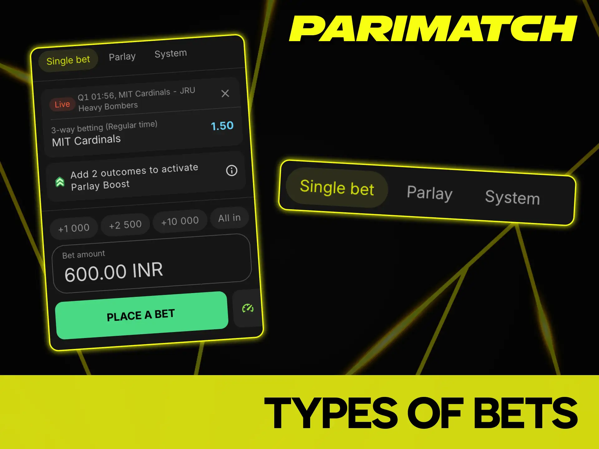 Understand the core bet types to win more at Parimatch casino.