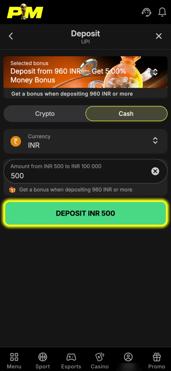 Deposit funds easily using UPI to play 3 Hot Chillies for real money at Parimatch.